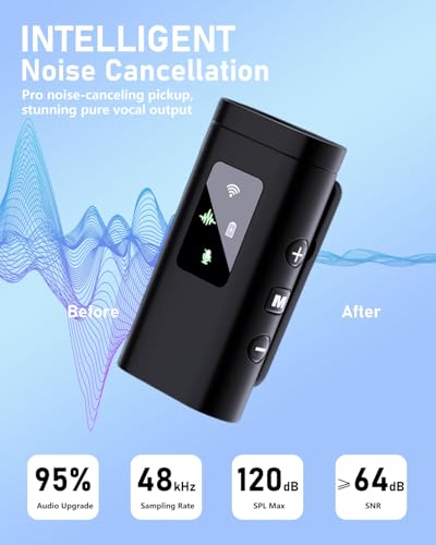 Pro 4 Wireless Lavalier Microphone for iPhone Android Phone Pad Computer, Mini Microphone Lapel, 48KHz 24Bit, Reverb, Noise Cancelling for Video Recording Vlog Podcast Stream YouTube TikTok
