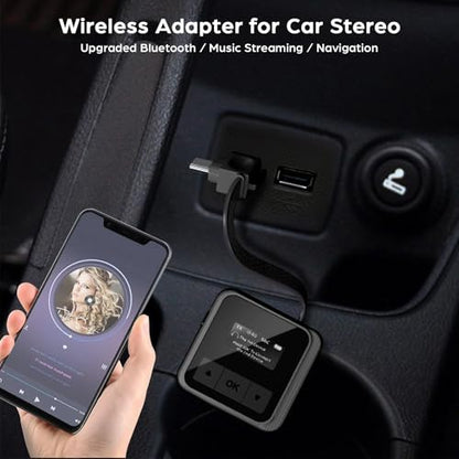 Bluetooth 5.3 Transmitter Receiver for TV to 2 Wireless Headphones Dual Link 2-in-1 Wireless Bluetooth Audio Adapter with 3.5mm Aux/USB C for Airplane Gym Car/Home Stereo System