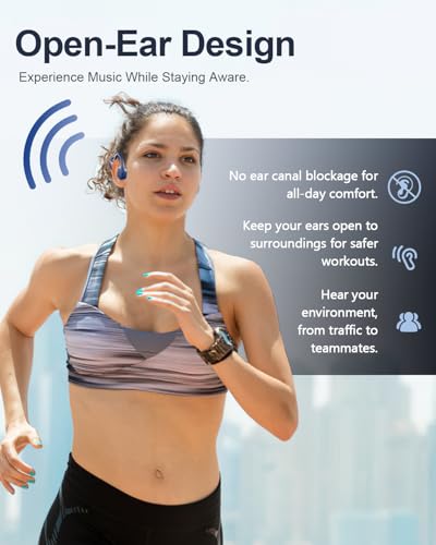 Swimming Headphones Bone Conduction Bluetooth 6.0 IPX8 Waterproof 32G MP3 | Open-ear comfort,clear audio in water,phone-free playlists,secure fit with caps and goggles,stable above-water pairing - color: Navy blue