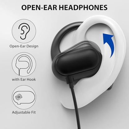 ASKUBSKU Open Ear Headphones Wired for Laptop PC, 3.5mm Earphones with Mic | Workout Sport Gym Over-Ear Wired Earbuds with Ear Hook for iPhone 5 6s Plus for Galay A25 A15 A14 A03s A23 A52