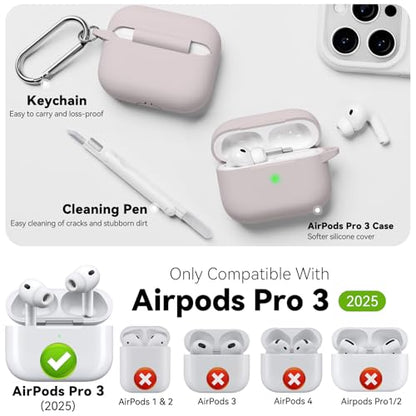for AirPods Pro 3 Case 2025,Come with Cleaner Kit,Milk Tea | Silicone Protective Cover for Airpod Pro 3rd Generation Case with Keychain,for Women Men,One-Piece Design,Shockproof - color: B-Milk Tea