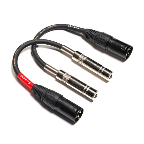 XLR Male to 1/4 inch TRS Female Adapter Cable, 6 inch, 2 Pack (XLR Male to TRS Female) - style: XLR Male to TRS Female