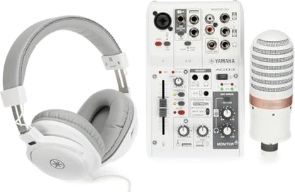 Yamaha AG03MK2 White Live Streaming Kit with mixer/USB interface, condenser microphone, headphones and mic cable - color: White, style: Live Stream Pack