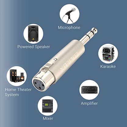 Cubilux Balance 1/4” Male to XLR Female Converter, XLR to 6.35mm(Quarter Inch) TRS Stereo Adapter for Microphone, Headphone, Power Amplifier, Mixer, Karaoke System, Speaker, 2-Pack - color: TRS Male to XLR Female, 2-Pack