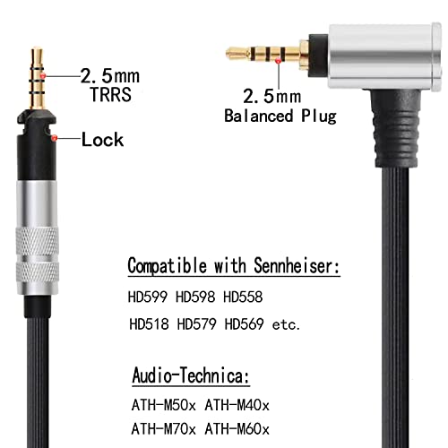HD598CS Balanced Cable Compatible with Sennheiser HD599 HD598 HD558 HD518 HD579 HD569 Headphones ATH-M50x ATH-M60x ATH-M70x Audio Cable 4.9ft 2.5mm - style: 2.5mm Plug