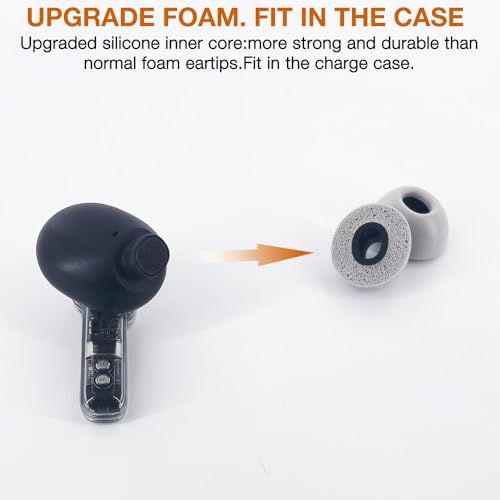 Replacement Memory Foam Eartips for Nothing & CMF Earbuds,3 Pairs | Compatible with Nothing Ear / Ear (a) / Ear (3) /CMF Buds 2 & 2a / 2 Plus/CMF Buds Pro & Pro 2/ CMF Buds Earbuds Earpad,Gray