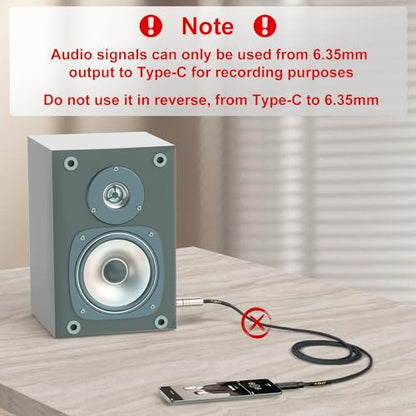 J&D USB C to 6.35 mm 1/4 inch TS Guitar Audio Cable, Audio Recording, Bass, Electronic Piano Microphone Cord Compatible with iPhone 16/17 Series, Galaxy S24/S25, 10 Feet - size: 10 Feet