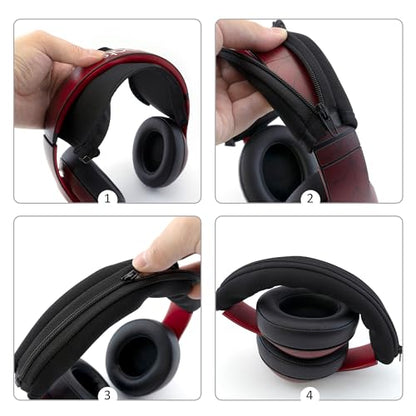 BlingKingdom Headphone Headband Cover, Black Band Cover, 9.2 x 3.1 in | Headphones Band Headband Protector with Zipper, Feels Comfortable, Detachable, Easy Cleaning
