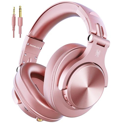 OneOdio A70 Bluetooth Over-Ear Headphones, Hi-Res Wired DJ Studio - RG | Wireless over-ear headphones with 72H playtime, 3.5mm/6.35mm wired jacks for studio monitoring, mixing, guitar, amp and PC - color: Rose Gold