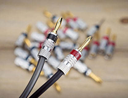 Sewell Silverback Banana Plugs, 24k Gold Dual Screw Lock Speaker Connector, 12 Pairs - size: 12 Pair (24 plugs)