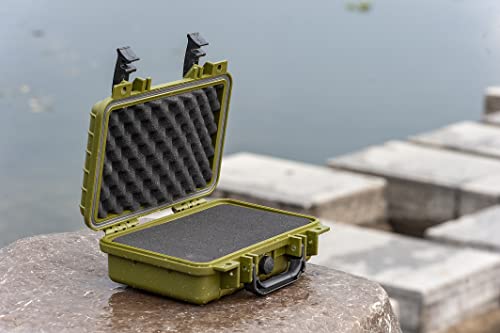 MEIJIA Portable All Weather Waterproof Protective Hard Case, Small Camera Case,Dry Case with Customizable Foam,Fit Use of Drones, Camera,Equipments, 11.65 ”x8.35”x3.78” - color: Green