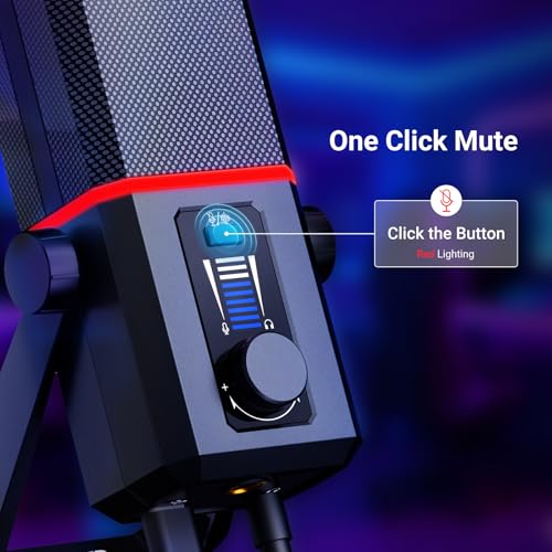 NEEWER UM02 RGB USB Microphone for Gaming Streaming Podcast, Cardioid Condenser Noise Cancellation Desk Mic for Headphone Monitoring Compatible with iPhone iPad Mac PC Android PS5/PS4 Pro/PS4