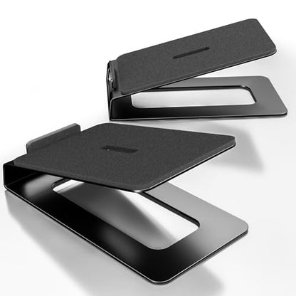 PUTORSEN Desktop Speaker Stands, 16° Tilt Angle, 22 lbs Capacity, 1 Pair | Strong Metal Support Fits Most 3-4" Bookshelf Speakers, 16° Tilt For Clearer Sound, Anti-Vibration Pads Reduce Resonance - size: Height: 2.87"