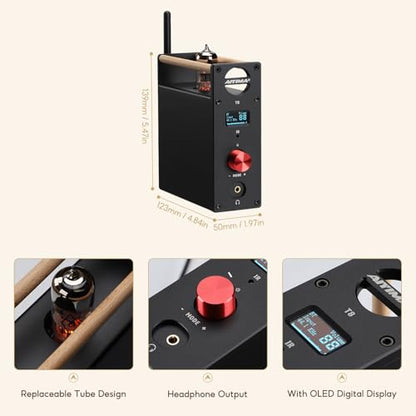 AIYIMA T8 6N3 Digital Tube Preamplifier Bluetooth 5.0 Hi-Fi Headphone Preamp Decoder Preamp PC-USB DAC APTX for Home Wireless Receiver Audio Stereo Amplifier + with Remote Control