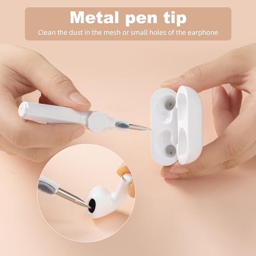 2 Pieces 4 in 1 Cleaning Pen for Airpods Pro 1 2 3, 360° Rotating Multi-Function Cleaner Kit Soft Brush for Bluetooth Earphones Case Cleaning Tool for iPhone Samsung Headphone Earbuds