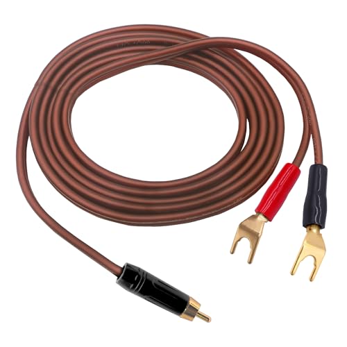 RCA to Y Spade Plug Speaker Cable Wire Cord, RCA Male to 2Y Spade Connector Adapter Audiophile OFC HiFi Speaker Audio Cord for Amplifier Subwoofer Audio System -6.6FT/2M