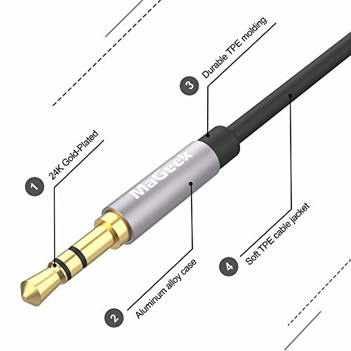 MaGeek 3.5mm Audio Aux Cord, Male to Male Auxiliary Audio Cable Compatible with Beats Headphones, iPhone, iPod, iPad, Car Audio, or Any Audio Device with 3.5mm Aux Port (Black) (1-Pack_10ft) - size: 1-Pack, 10 ft