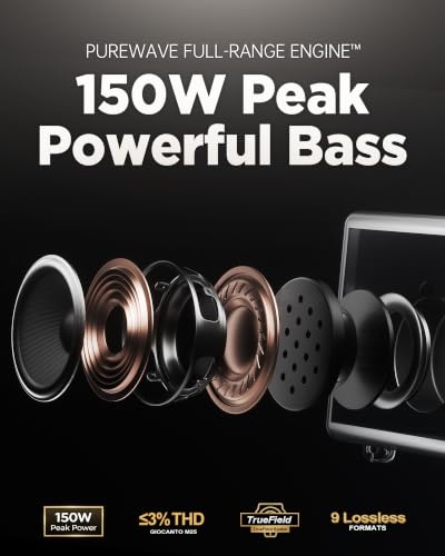 Portable Bluetooth Speaker, 150W Peak Power Home Speaker with 56H Playtime | Leather-Inspired Design, Adjustable Bass & Treble, Bluetooth 5.4, Carrying Strap for Home, Outdoor, Camping & Parties - color: White