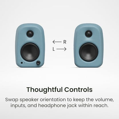 Kanto UKI 100 W Active Desktop Computer Speakers with Bluetooth and USB-C | Intelligent Sub Integration | Headphone Out | Pair | Pumice - color: Pumice