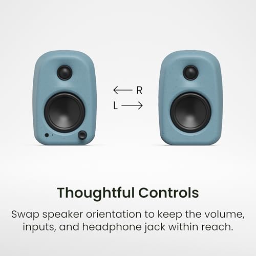Kanto UKI 100 W Active Desktop Computer Speakers with Bluetooth and USB-C | Intelligent Sub Integration | Headphone Out | Pair | Sage - color: Sage