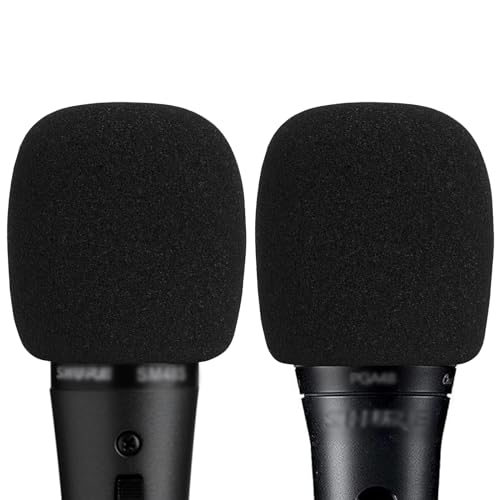 Musiin Microphone Foam Windscreen Compatible with SM48, SM86(Black 2 Pack)