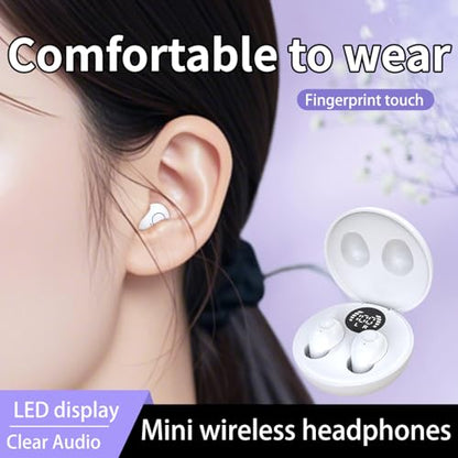 Mini Invisible Earbuds for Work and Sleep - Best Small Earbuds for Small Ear Canals - color: White