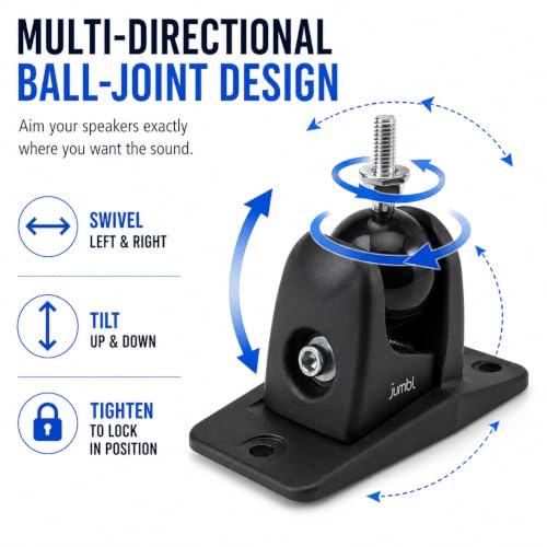 Jumbl Speaker Wall Mount Brackets, 1/4-20 Thread, 2 Pack, Black - color: Black