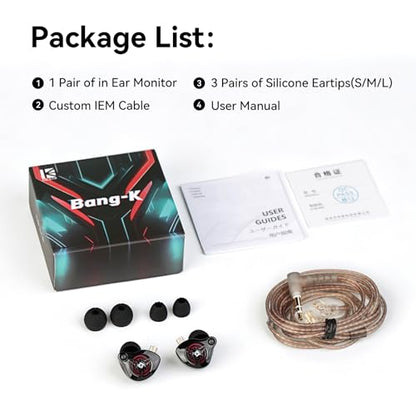 2026 Latest erabuds,KBEAR BK1 Wired Gaming Earbuds,10mm Single DD in Ear Monitor,HiFi Headset Wired Earbuds IEM Earphones with Detachable Cable for Gaming/Music/Video (Black, 3.5 no mic) - color: E