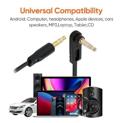 AUX 3.5mm 3 Poles Audio Stereo Cable Ultra Slim Flat Extension Speaker Male to Male 90 Degree Right Angled 15cm - style: 3 Poles male to female