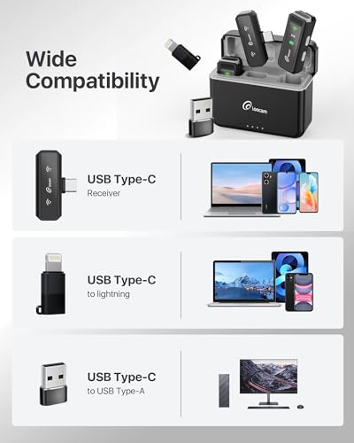 Loocam Mini Microphone for iPhone with Charging Case | Wireless Lavalier Microphone for Video, Recording, Vlog, 24h Standby, Hi-Fi Audio, Noise Cancellation, 131ft Range