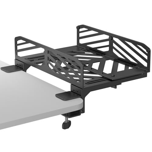 Suptek Clamp-on Desk Extender PC Desk Mount Holder,Standard and Large Gaming Computer Case Stand, Adjustable Width PC Mount, Black - style: PC Desk Mount