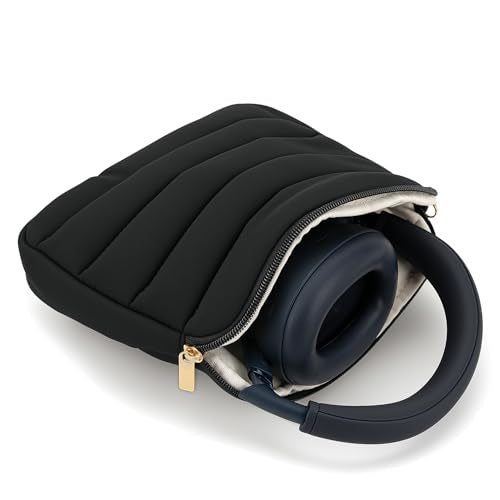 Geekria NOVA Headphones Puffy Pouch Compatible with JBL Tour One M3, Bose QC Ultra II, Sennheiser PXC 550-II, Soft Shell Replacement Protective Travel Carrying Bag with Cable Storage (Black) - color: Black