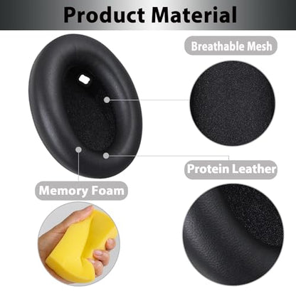 Adhiper XM4 Replacement Ear Pads for Sony WH-1000XM4 Headphones - Black | Soft Protein Leather & High-Density Memory Foam Earpads for Sony WH1000XM4, Without Affecting Sensor