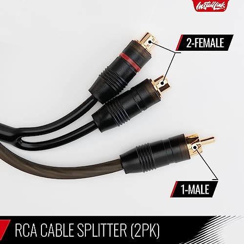 Install Link RCA Y Adapter Cable, 1-Male to 2-Female Splitter, 2-Pack (OFC) | Pure OFC Copper, 1ft, Feeds One Stereo Signal to Two Components, for Subwoofer, Home Theater, Car Audio Amplifier, Studio - color: Frosted Black, size: 1-Male to 2-Female