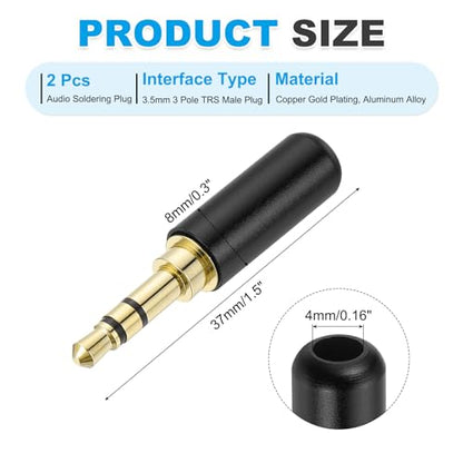 MECCANIXITY 3.5mm Replacement Repair Plug Jack, 3 Pole, Bright Black 2Pcs - color: Bright Black