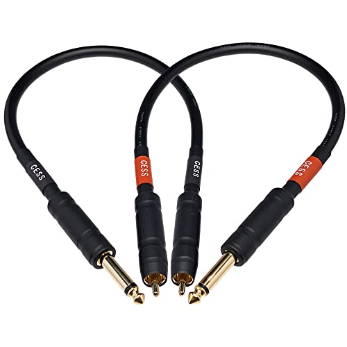 CNCESS CESS-112-1f RCA to 1/4" TS Audio Patch Cable, 12 Gauge, 2 Cables (1 Foot) - size: 1 Foot