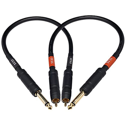 CNCESS CESS-112-1f RCA to 1/4" TS Audio Patch Cable, 12 Gauge, 2 Cables (1 Foot) - size: 1 Foot