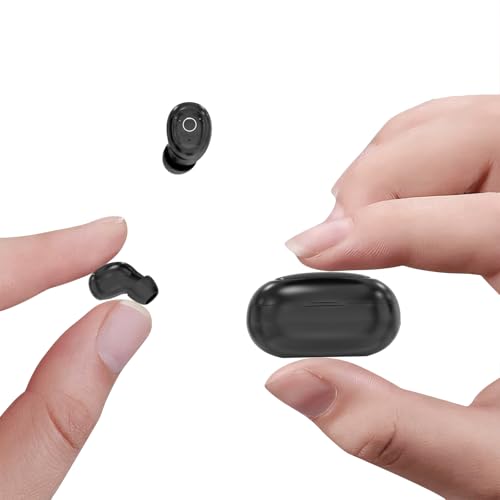 Xmenha Mini Micro Tiny Invisible Earbuds Wireless Bluetooth Invisible Headphones Smallest Ear Buds Extra Small Hidden Discreet Earbuds for Sleeping Work Deep Black - color: Deep Black