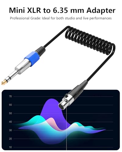 CERRXIAN Mini XLR Female to 6.35 mm 1/4" TRS Male Adapter Coiled Cable, Balanced 1/4" TRS Stereo Male to Mini XLR 4-Pin Female Stereo Audio Adapter - 50cm / 1.64ft - size: 4Pin Mini XLR Female to 6.35 mm 1/4" TRS Male