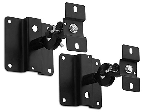 Mount-It! Speaker Mount for Wall and Ceiling, Low Profile Heavy Duty, Anti-Theft, Universal for Channel Surround Sound and Satellite Speakers, Black, 2 Mounts - size: 2 Pack