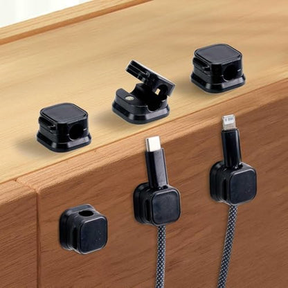 6PCS Reusable Magnetic Cord Clips - No Residue Adhesive Cable Management Organizer, Desk Wall Car Mount Wire Holder for Phone Charging Cables USB Cords Headphones