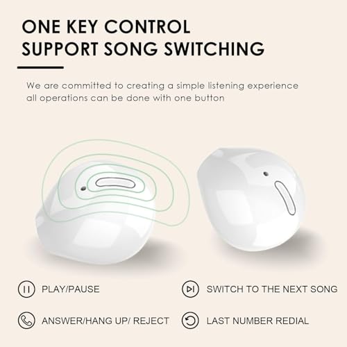 Xmenha Smallest Invisible Earbuds Wireless Ear Buds Bluetooth in Ear Mini Discreet Small Tiny Earpiece Sleep Earbuds Hidden with Charging Case Headphones for Small Ears Work Sleeping Android White - color: White