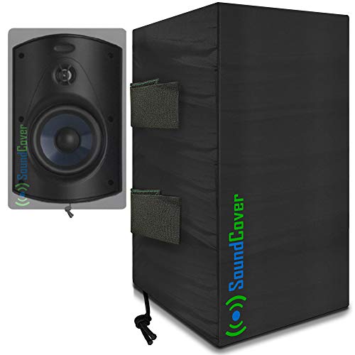 The Original Light Outdoor Speaker Covers for C-Bracket Mounted Speakers – Premium 210T Polyester with Silver UV Protective Coating – Water-Resistant, All-Weather Protection – Compact Size (Set of 2) - size: COMPACT: H 10.4" x W 6.7" x D 8.3"