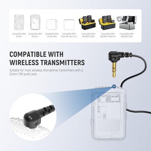 NEEWER LM8 ø4mm Mini Lavalier Microphone (2 Pack), Clip On Wired Condenser | Lapel Lav Mic Set, with 5ft/1.5m 3.5mm TRS Connector, Compatible with DJI Mic 2 Rode Wireless Go II CM28 CM31, and Camera