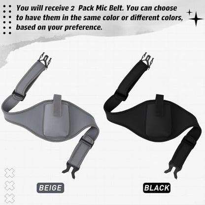 Foilswirl 2 Pack Mic Belt for Fitness Instructor Microphone Belt Holder Adjustable Carrying Pouch Waistband Bag Case for Theatre, Speaker, Singers, Teaching (Black, Gray) - color: Black, Gray