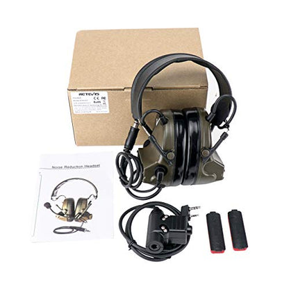 Retevis EHK007 Tactical Headset for Radio, Airsoft Ear Protection, 1 Pack | for Hunting & Shooting,ENC,Adjustable Headband,Well-fitting,Racing Headset,Compatible with Baofeng UV-5R/BF-F8HP PRO/AR-5RM