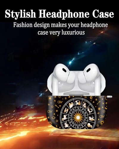 Cute Hard Case Compatible with AirPods Pro 2nd/1st Generation, Protective Cover with Golden Keychain, Fits 2023/2022/2019 Models, for Women, Girls, and Men(Cute Horoscope - color: Cute Horoscope