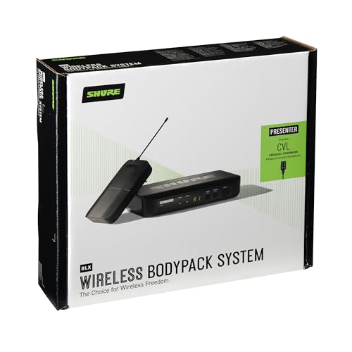 Shure BLX14/CVL Wireless Lavalier Microphone System - H10 Band | 14-hour battery and 300 ft UHF range with CVL lavalier mic, bodypack and single-channel receiver for presenting