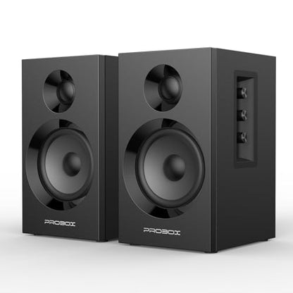 Powered Bookshelf Speakers HiFi Computer Gaming Monitors with Bluetooth 5.3 & 24-Bit USB DAC Stereo Speaker PC Speakers 3.5" Woofer,1" Silk Dome Tweeter, Adjustable Bass/Treble BT16-Black - color: Black