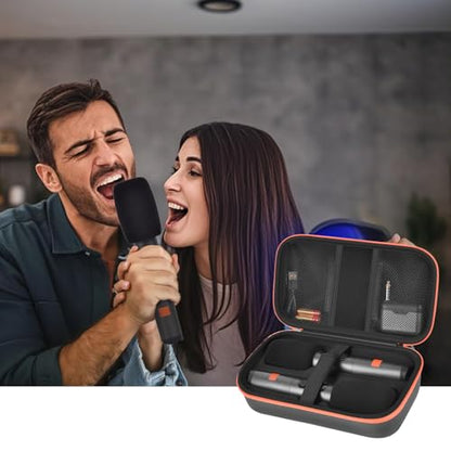 COMECASE Wireless Microphone Case for JBL PartyBox & Two Mic System, Black | Shockproof, Karaoke Microphones Travel Storage Box, Mic Foam Cover, Holds 2 Mics, Receivers, Adapters, AA Batteries, Charger - color: Black